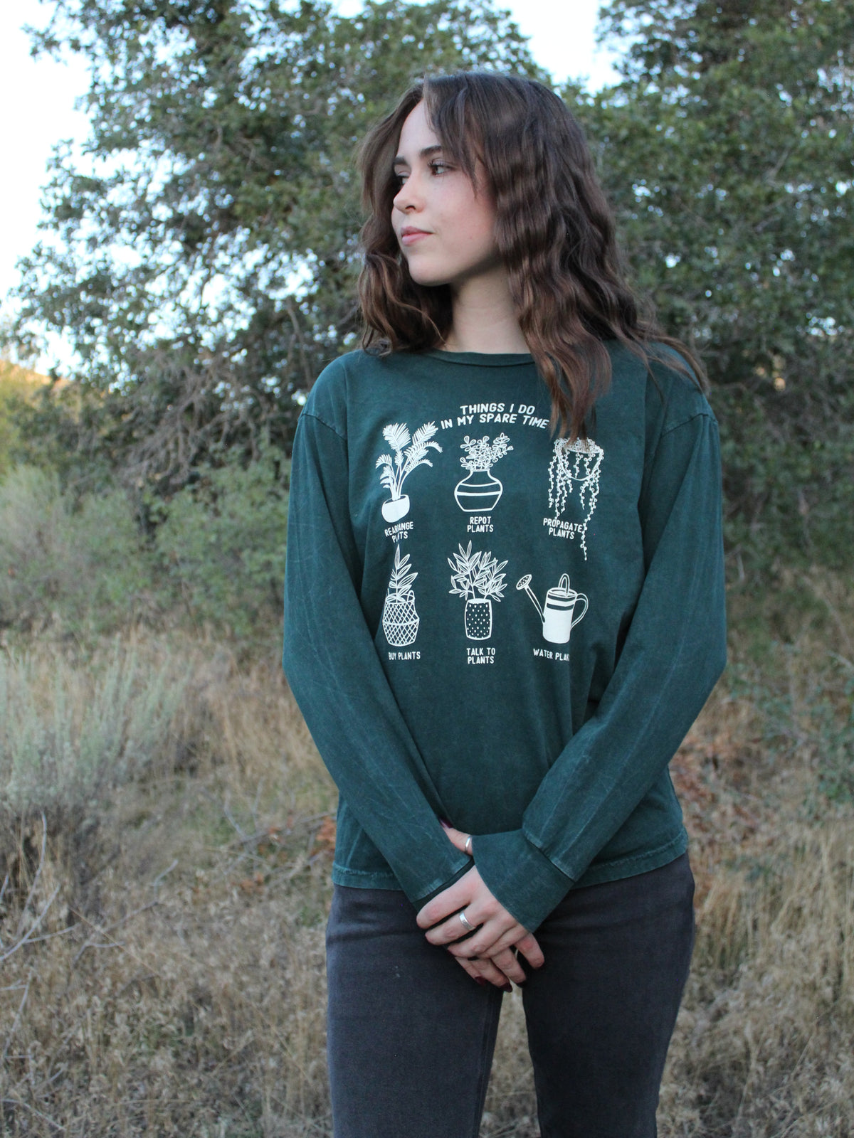 Things I Do in My Spare Time Long Sleeve Forest Green Top