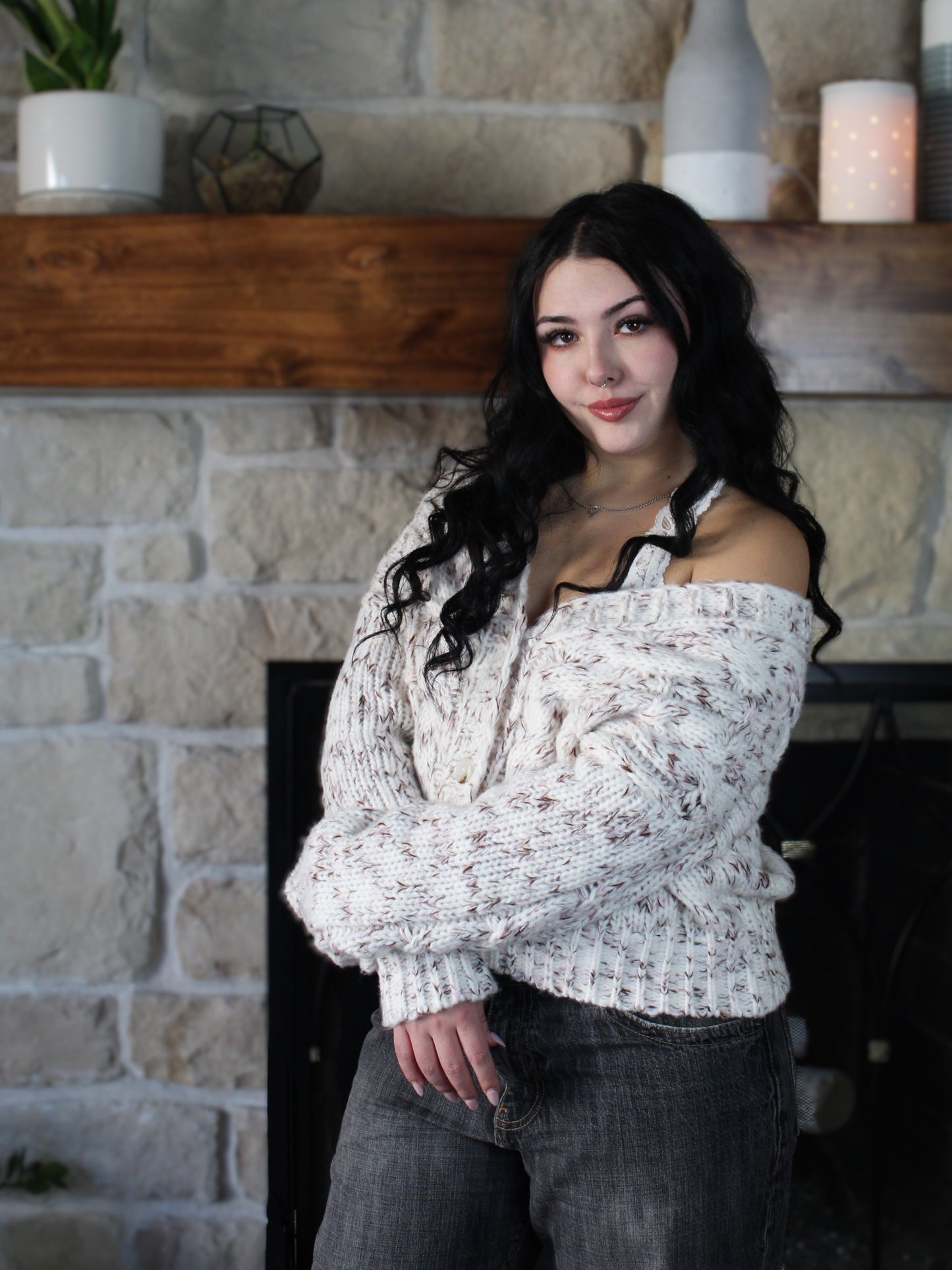 The Cozy Knit Cardi in Beige