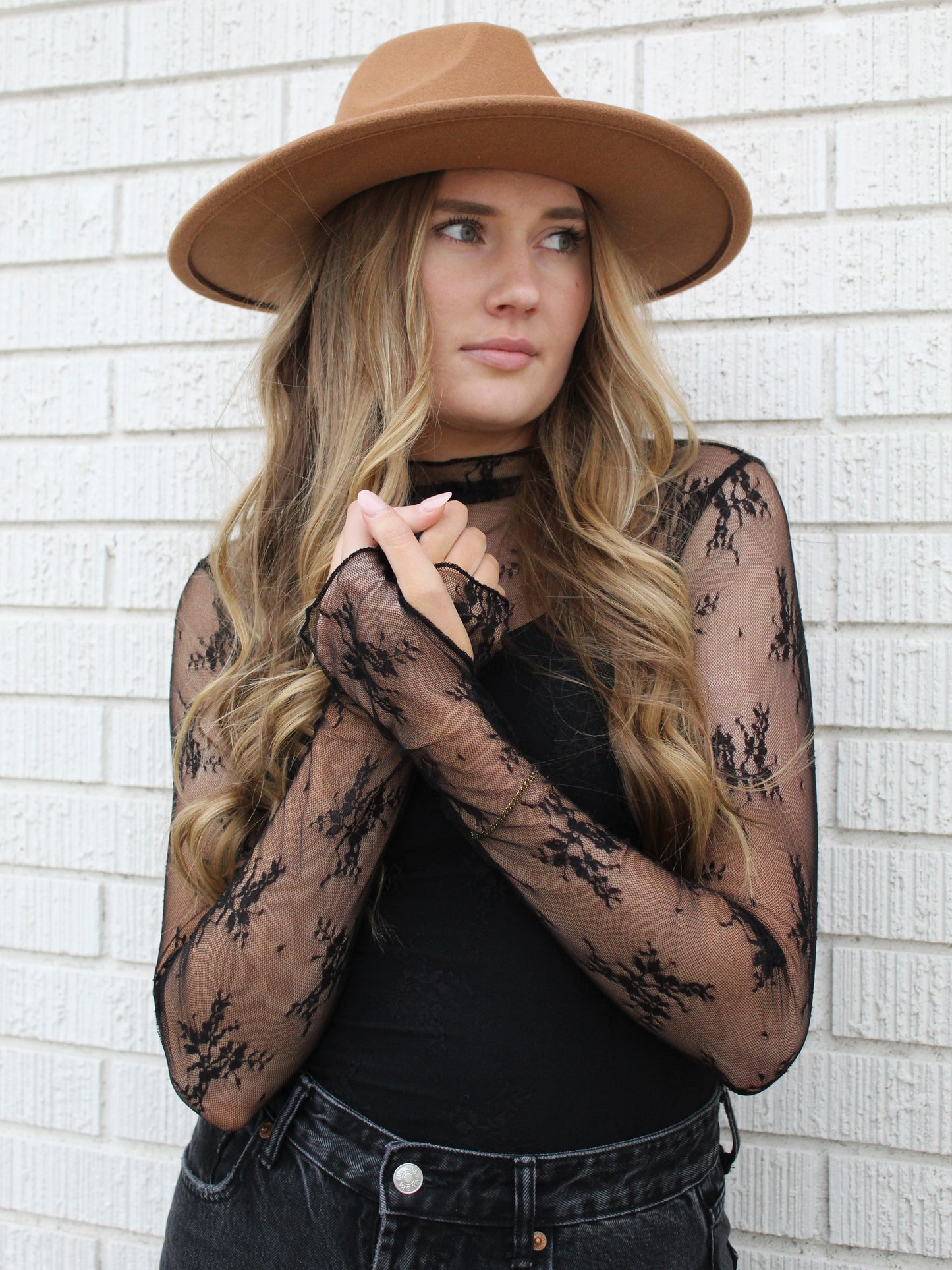 The Delilah Floral Mesh Top in Black