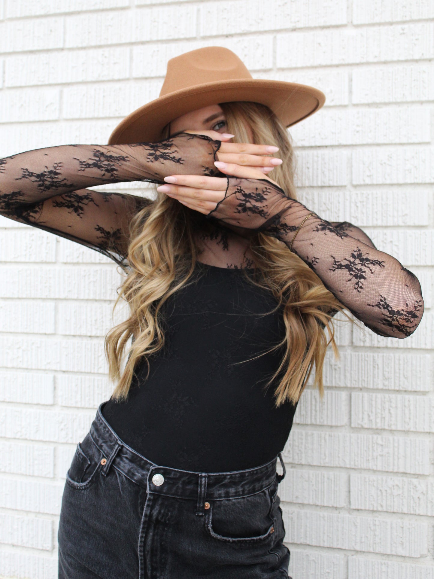 The Delilah Floral Mesh Top in Black
