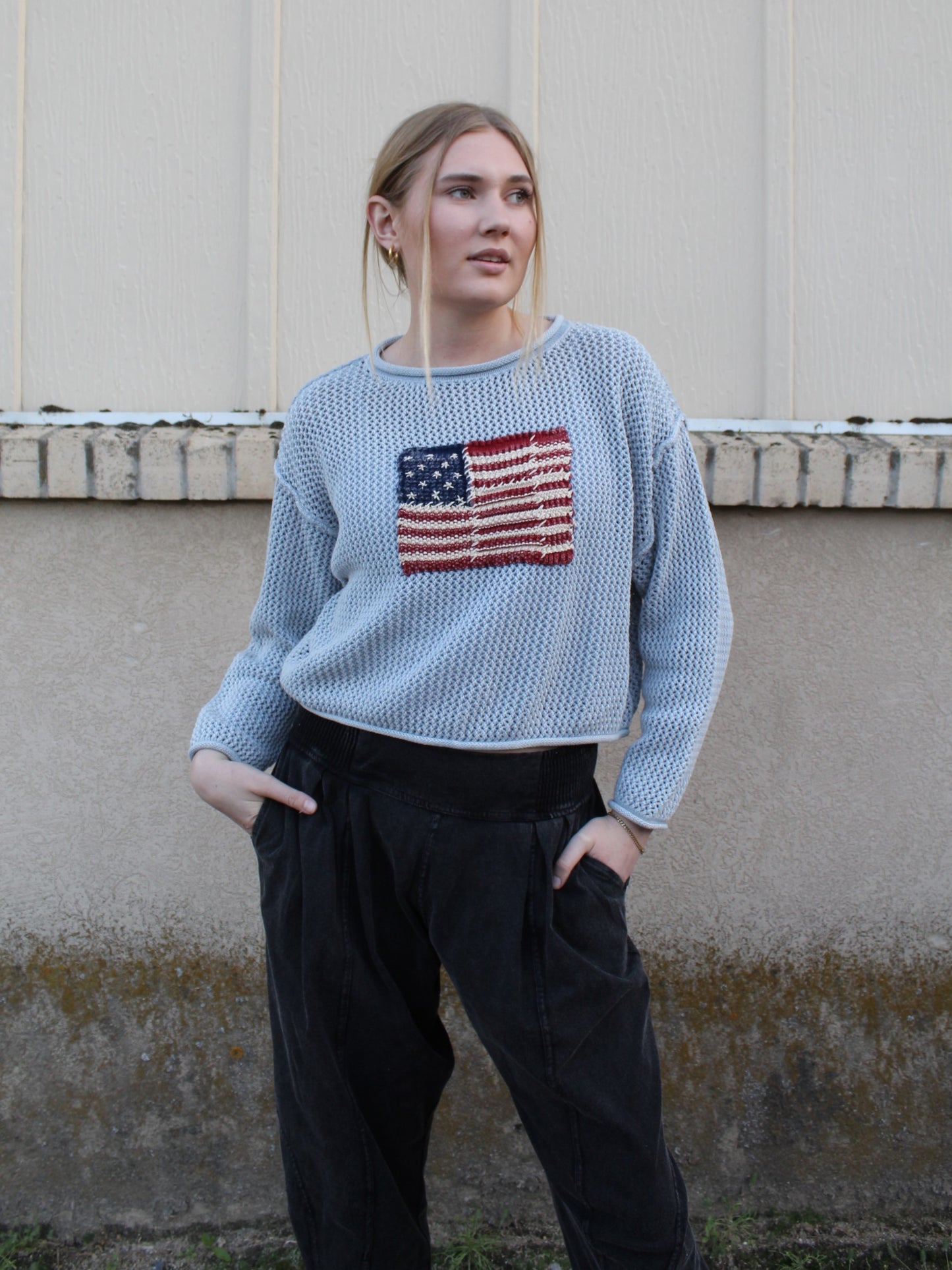 American Beauty Knit Top in Dusty Blue
