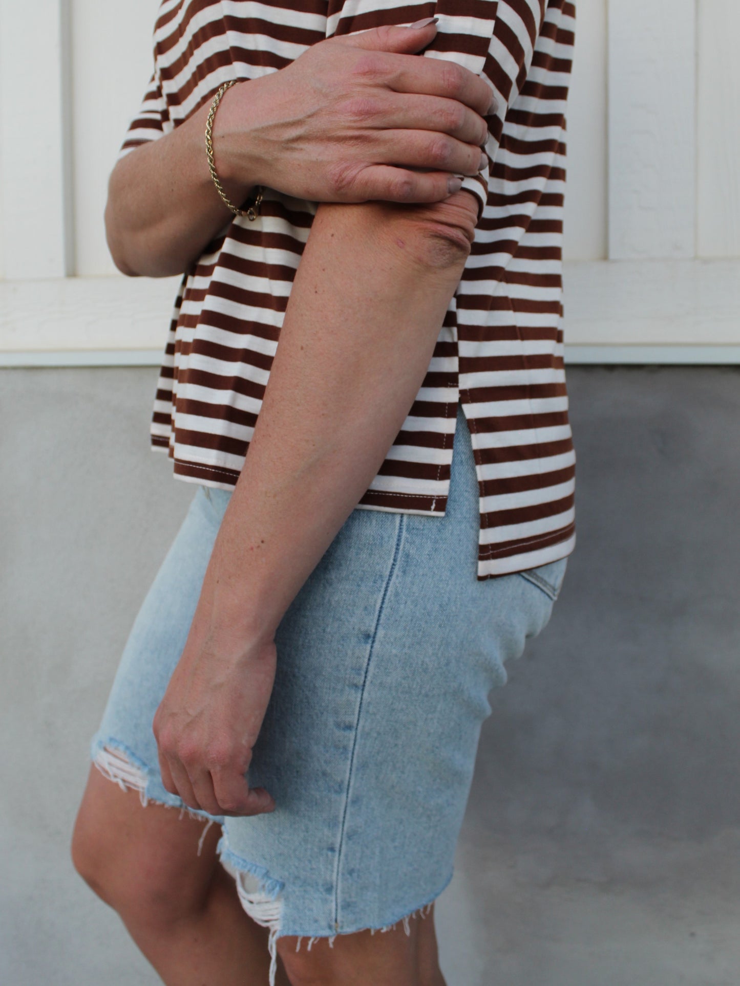 Ophelia Striped Top in Chocolate