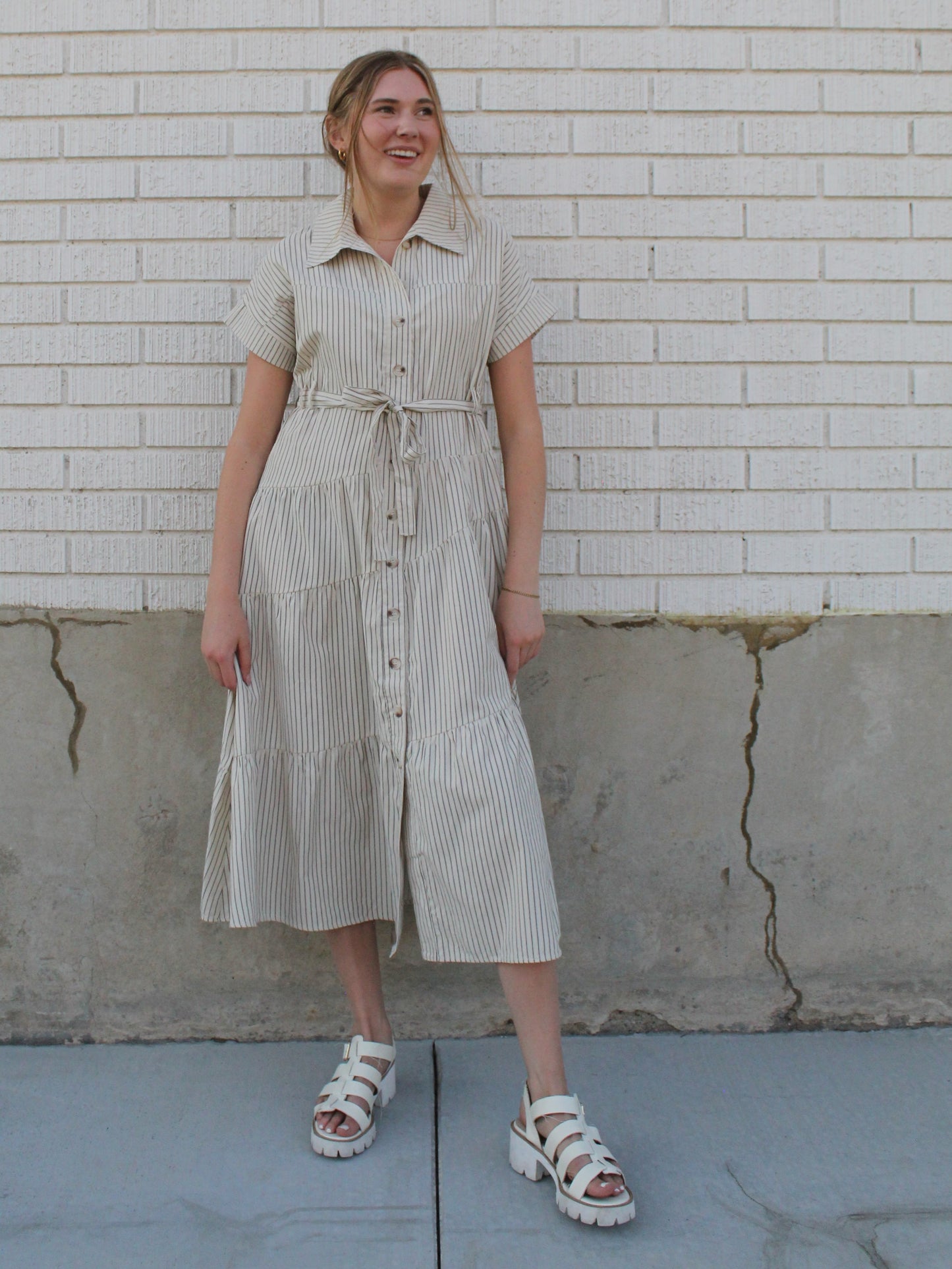 The Piper Striped Midi Dress