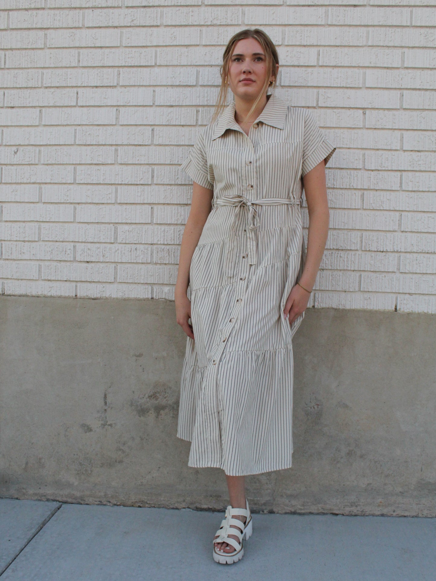 The Piper Striped Midi Dress