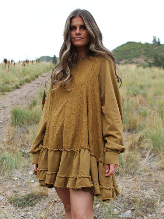 Best Intentions Raglan Dress in Buckthorn Brown