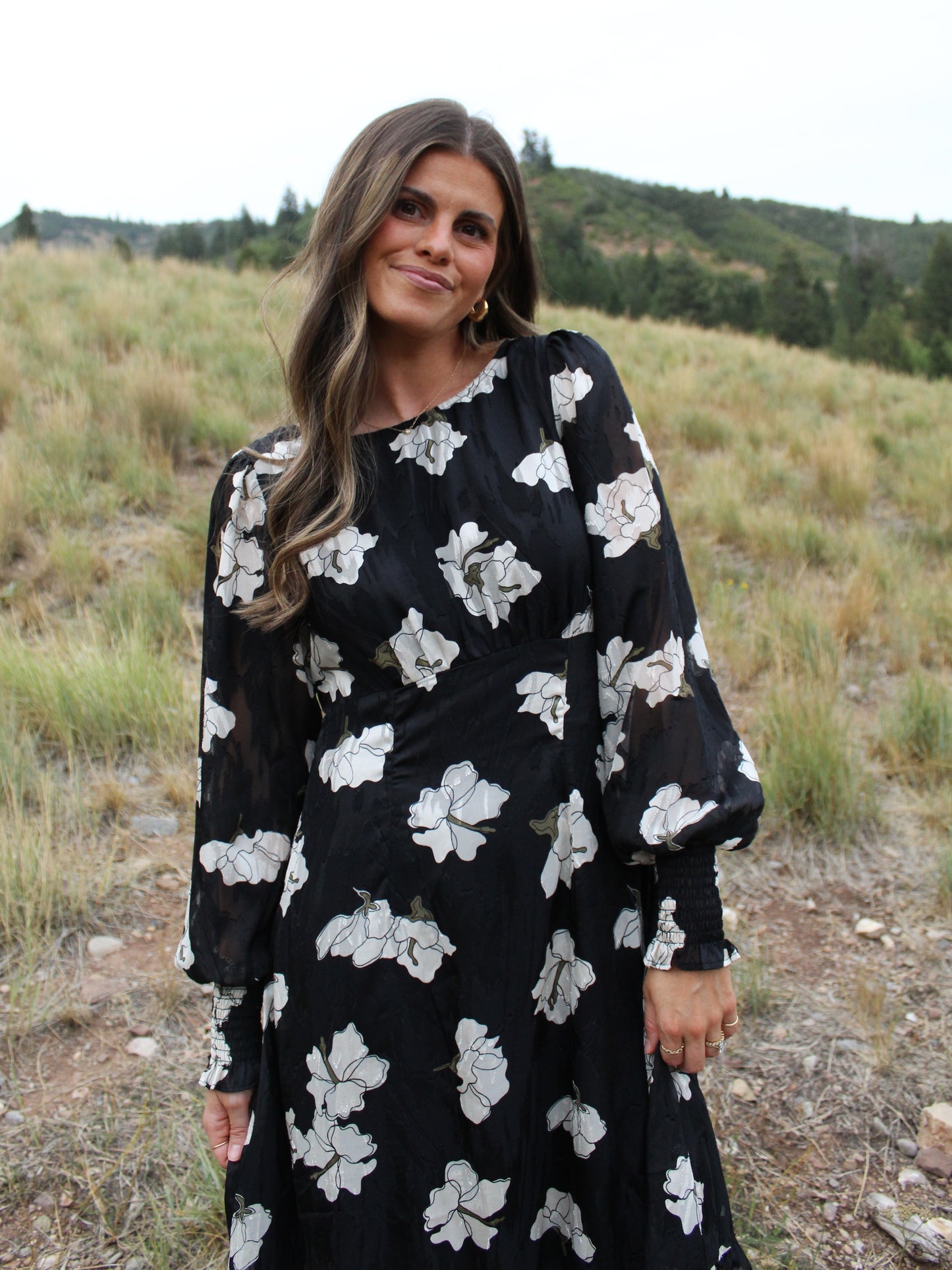 The Lana Floral Dress in Black