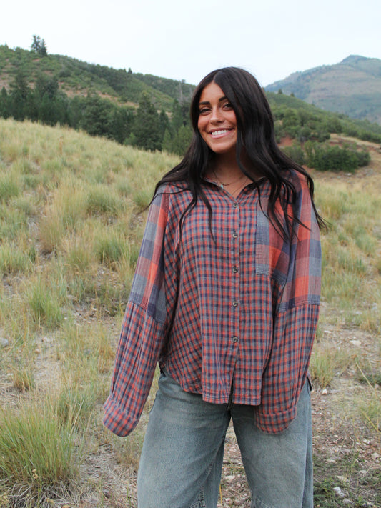 Pretty in Plaid Button Up Top