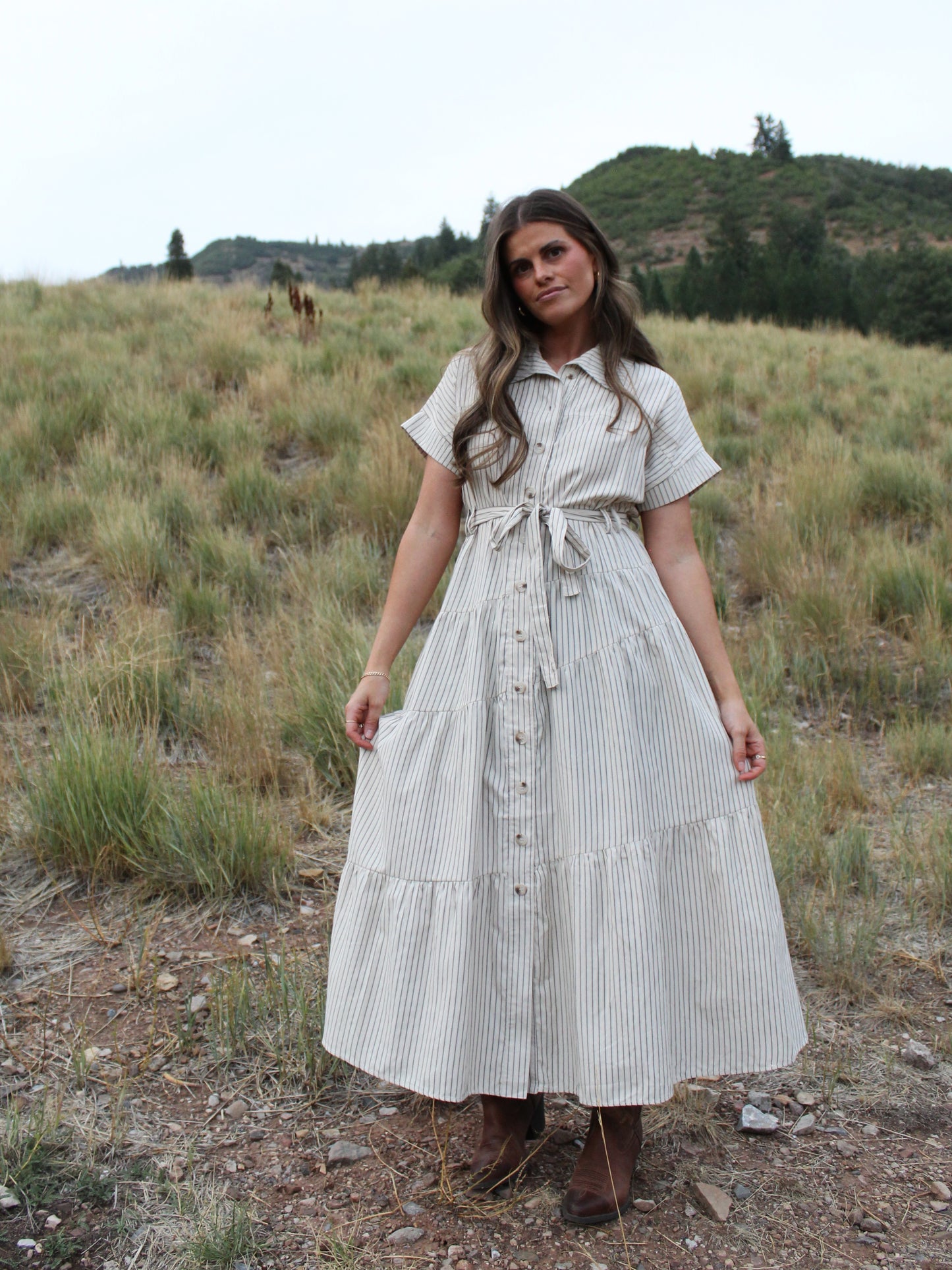 The Piper Striped Midi Dress