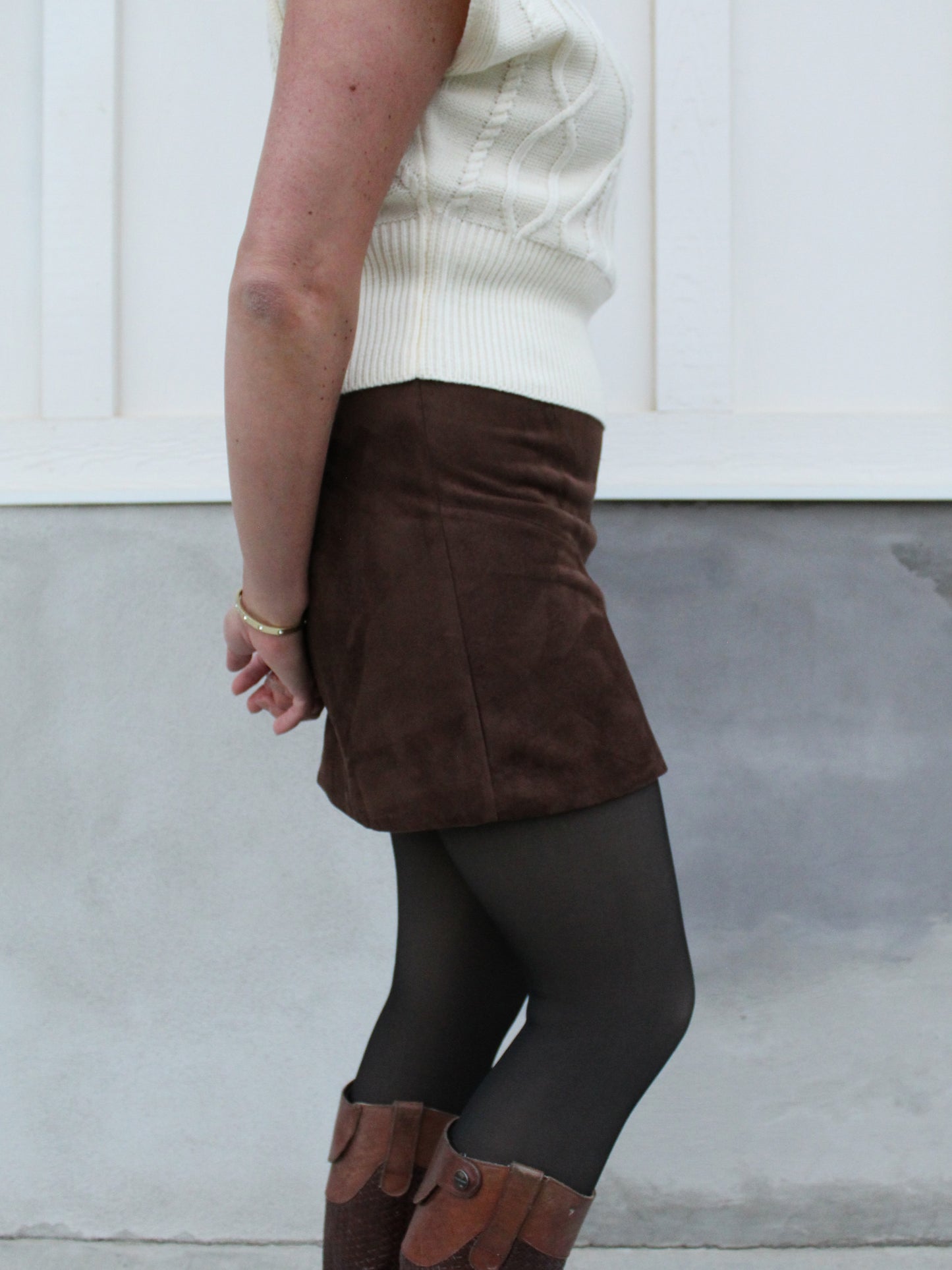Brown Suede Mini Skirt