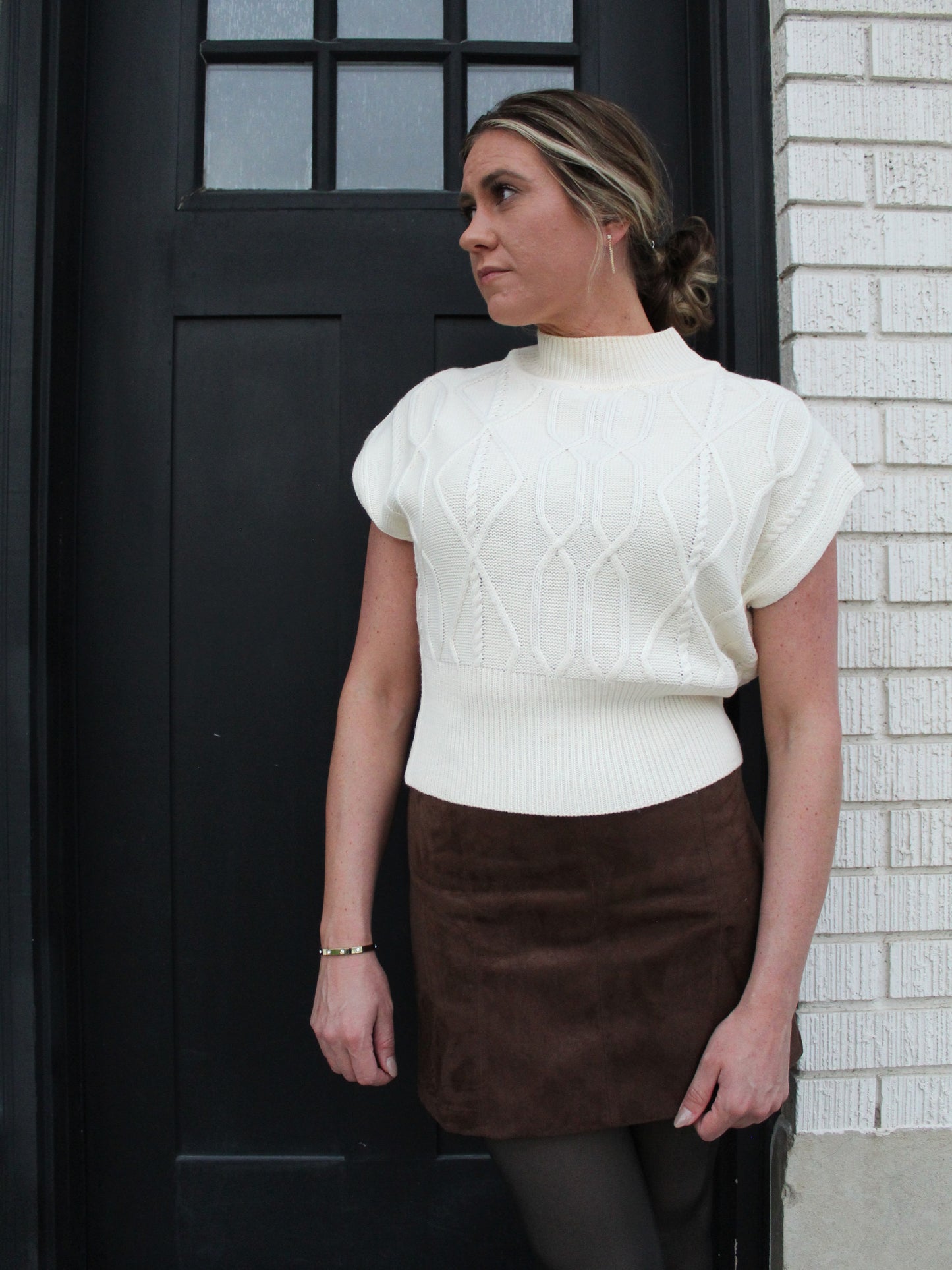 Cozy Cable Knit Top in Ivory
