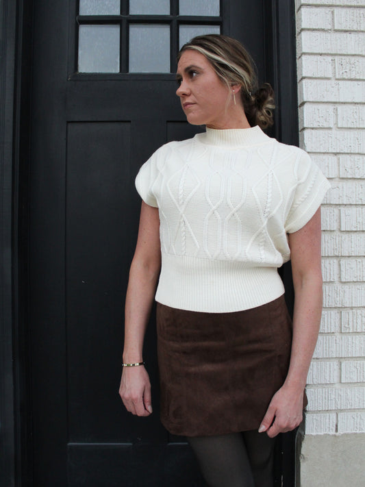 Cozy Cable Knit Top in Ivory