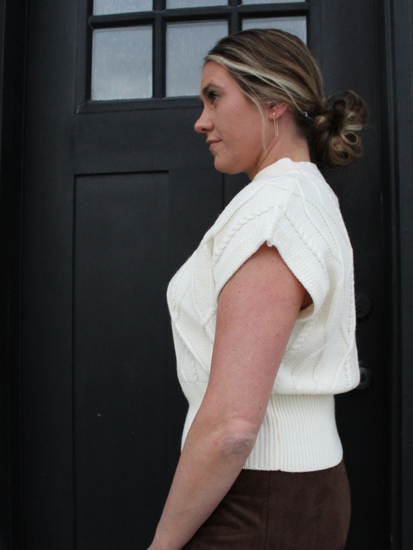 Cozy Cable Knit Top in Ivory