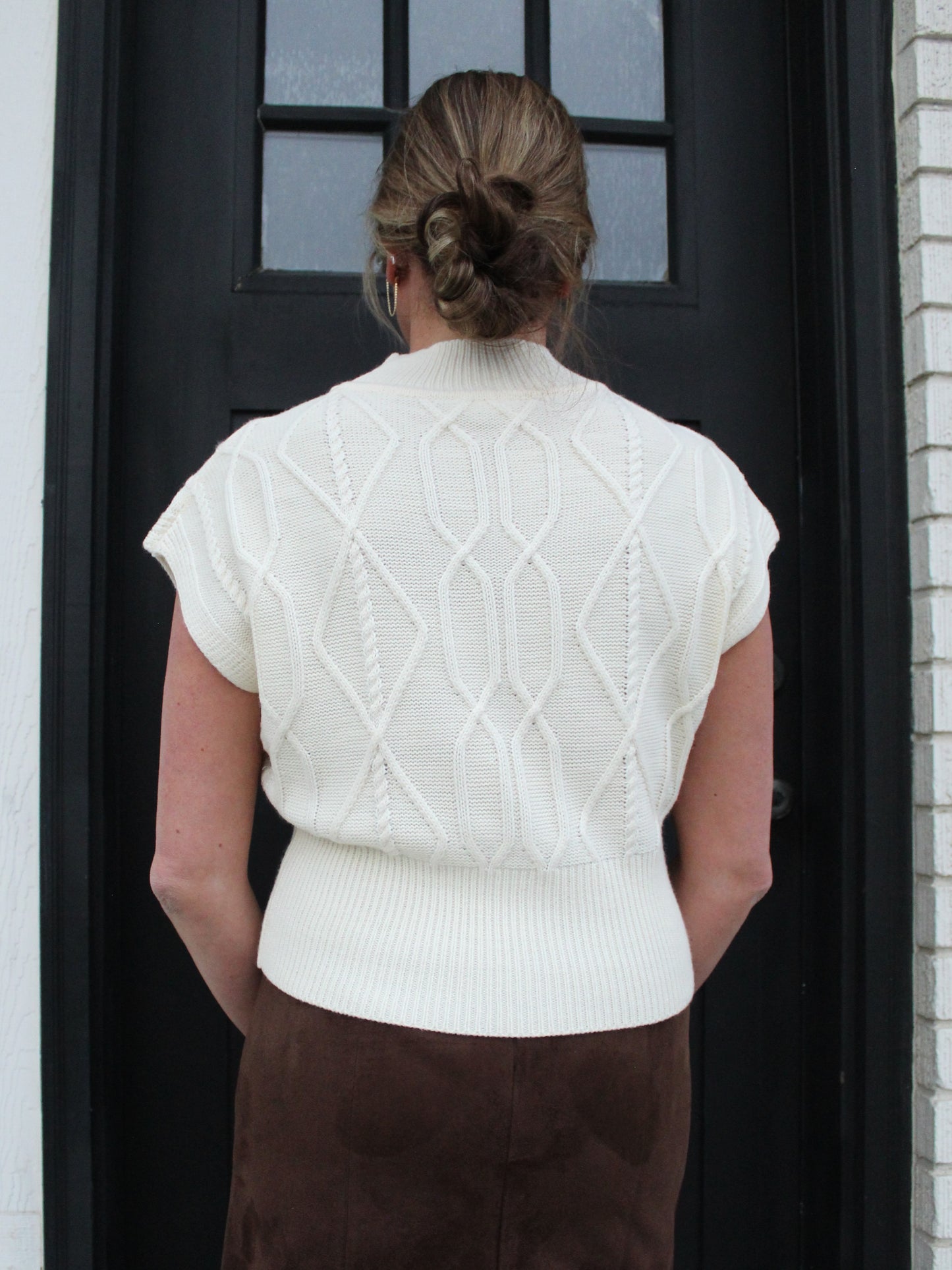 Cozy Cable Knit Top in Ivory