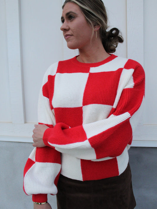 Checkered Sweater in Red