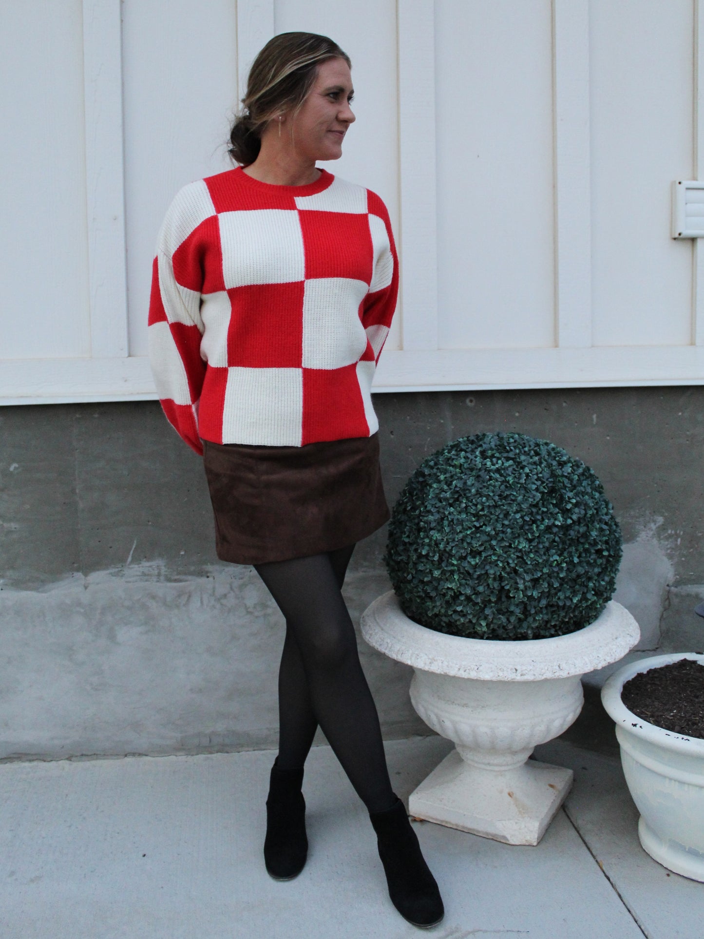 Checkered Sweater in Red