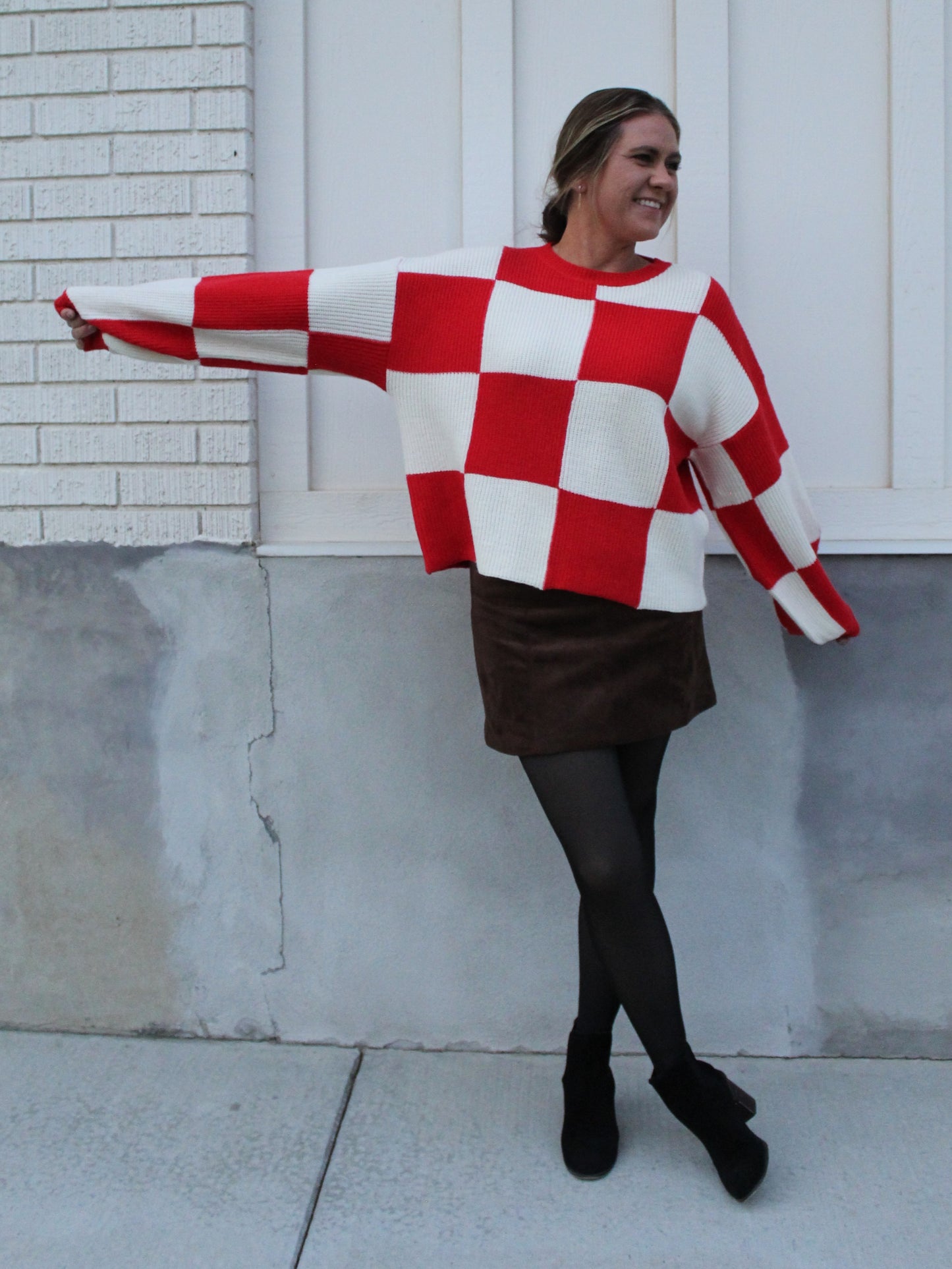 Checkered Sweater in Red