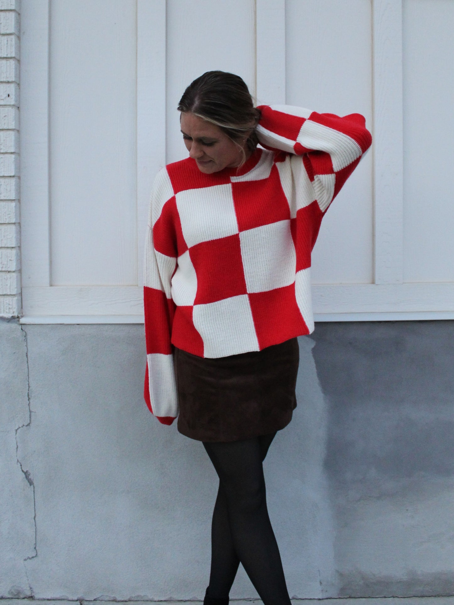 Checkered Sweater in Red