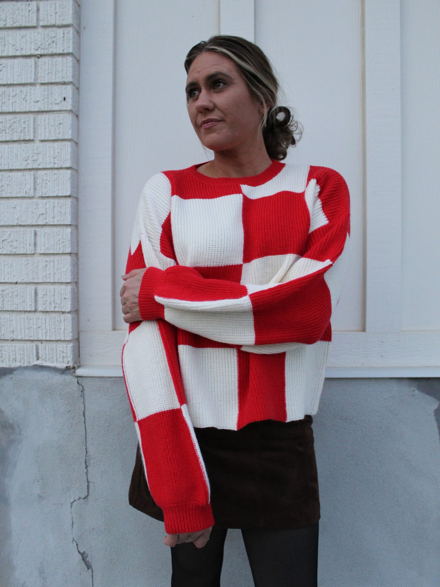 Checkered Sweater in Red