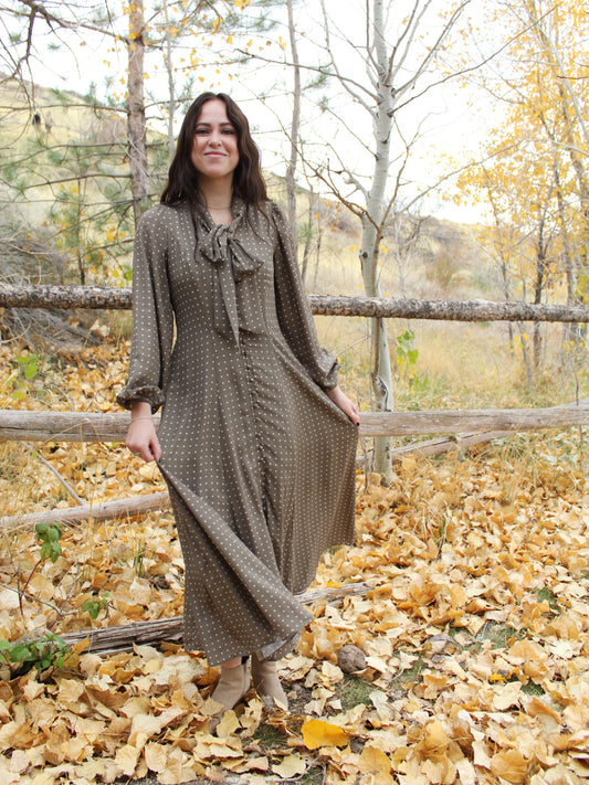 Ditsy Dots Dress in Olive