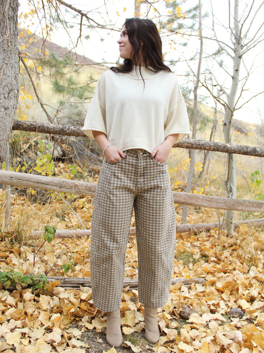 Plaid Perfection Barrel Fit Pant