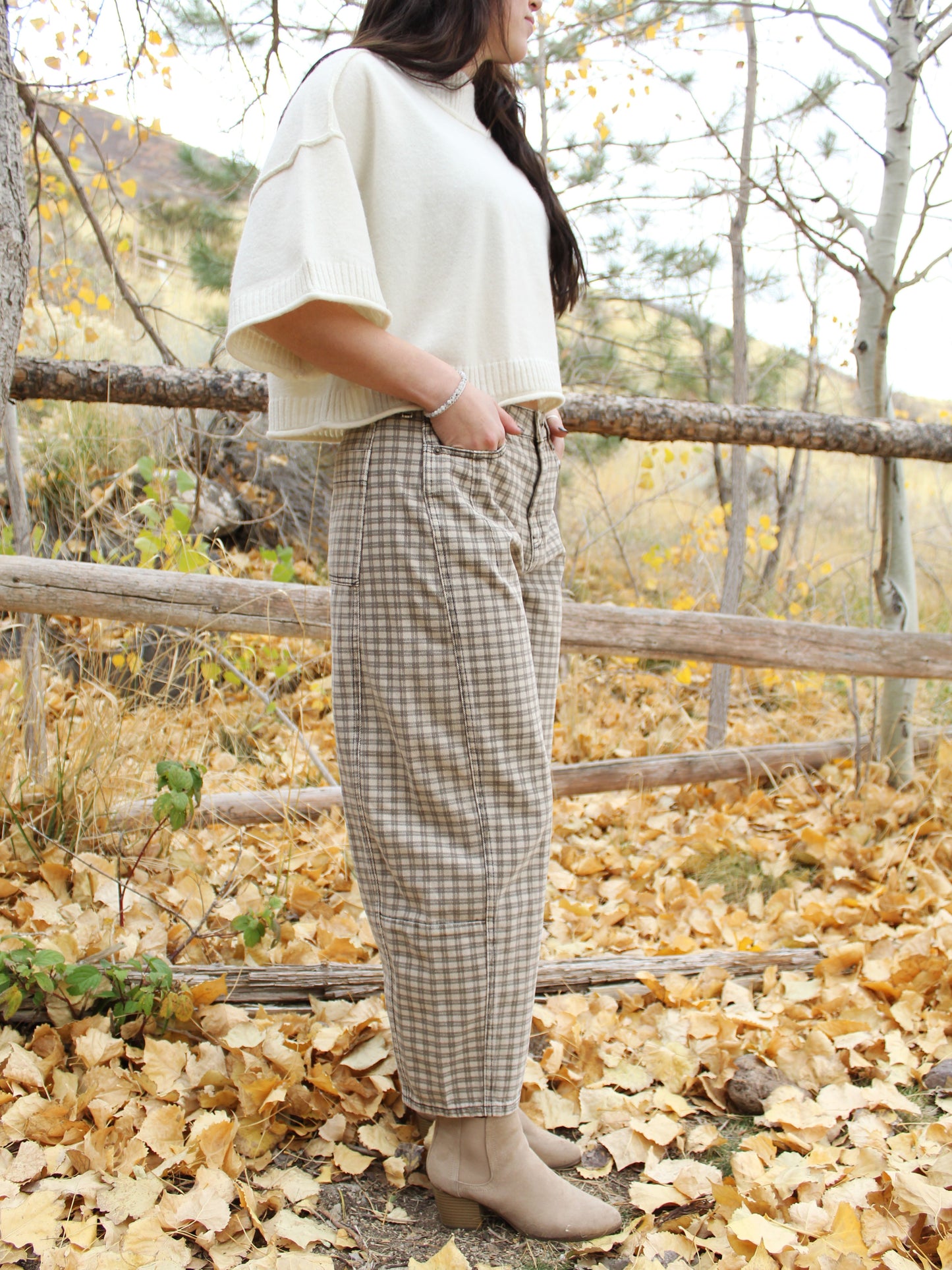 Plaid Perfection Barrel Fit Pant