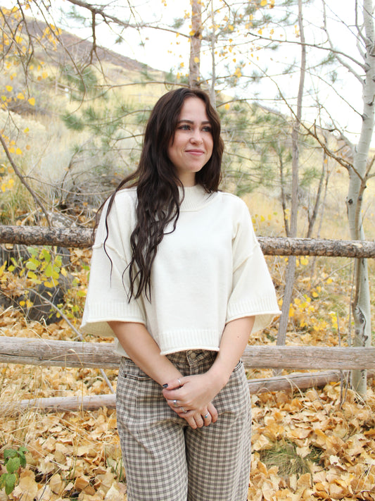 My Favorite Brushed Knit Sweater Top in French Vanilla