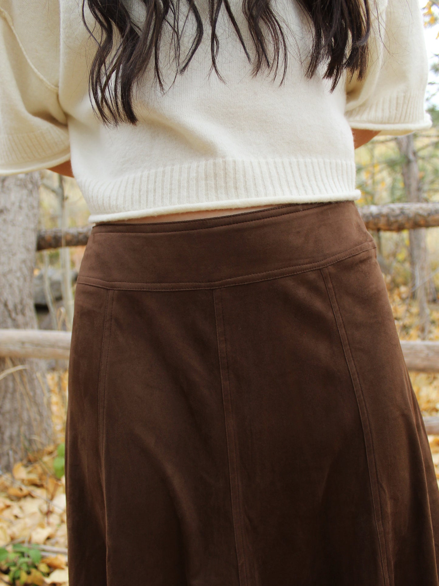 The Bookshop Brown Suede A-line Skirt