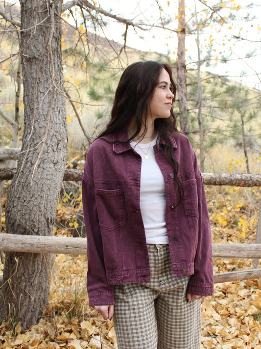 Rider Denim Jacket in Plum
