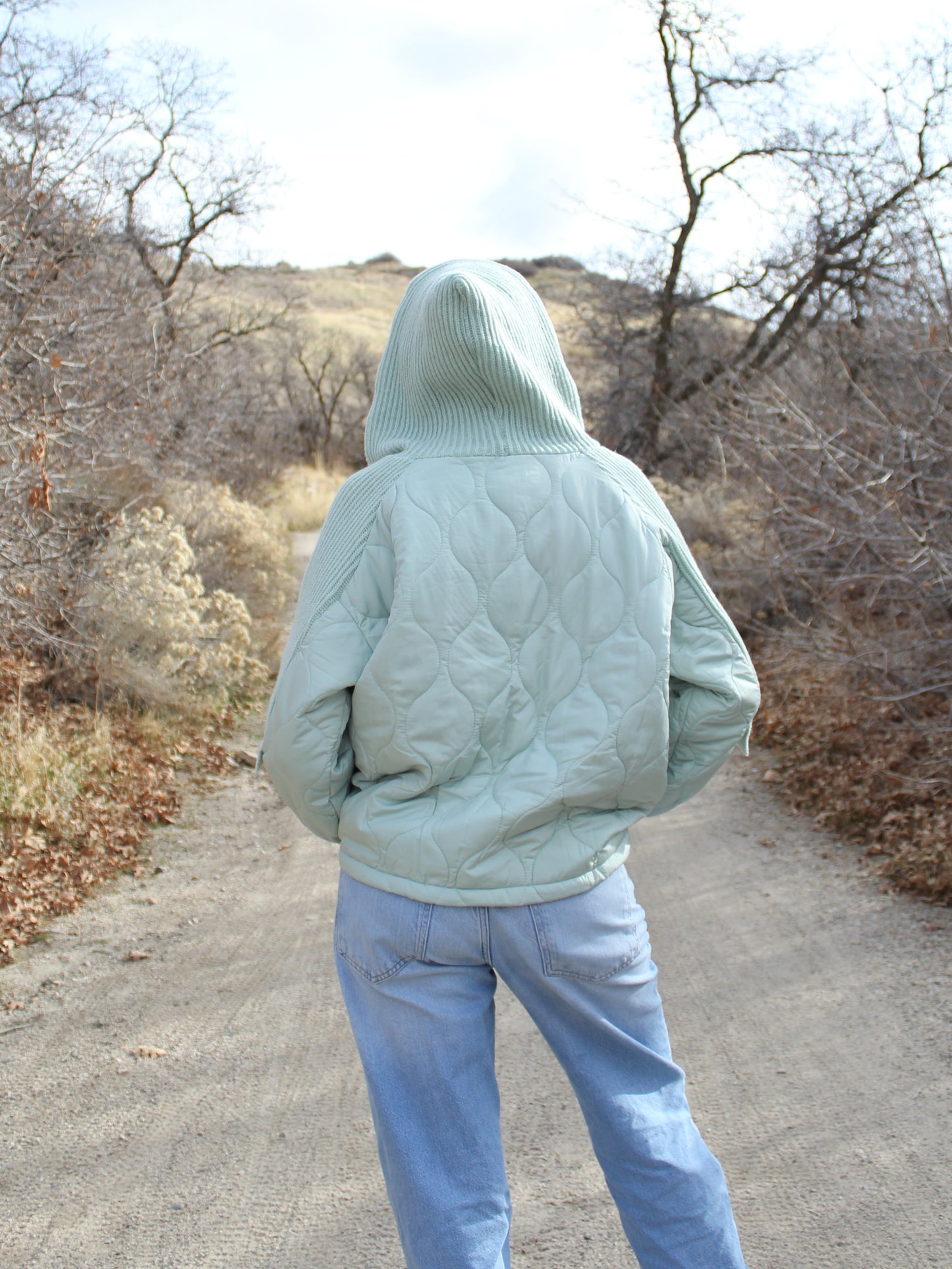Hugs and Kisses Hooded Puffer Sweater Top in Mint