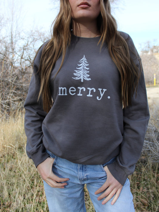 ‘merry.’ Graphic Sweatshirt in Charcoal