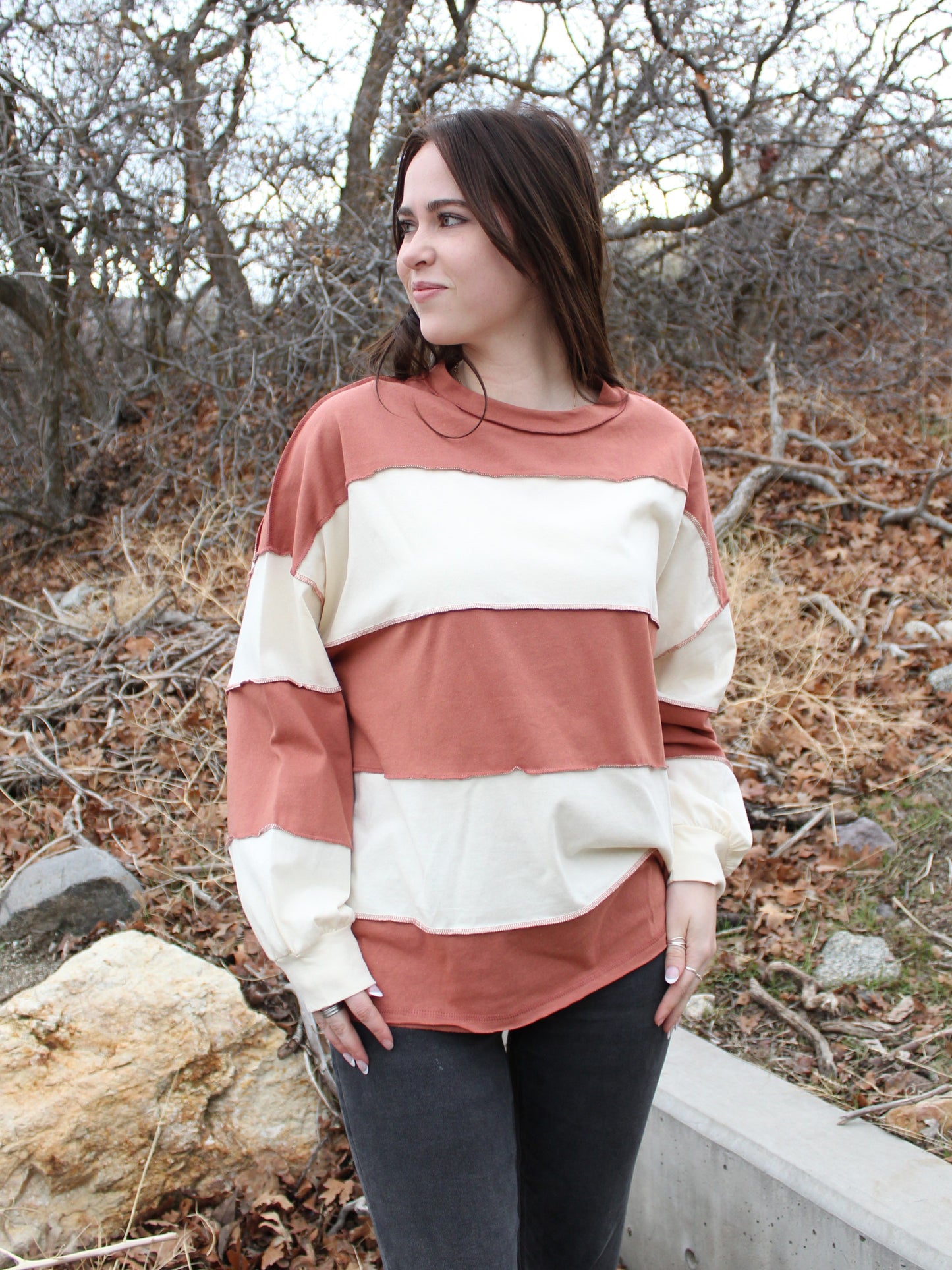The Nicole Top in Terracotta/Butter