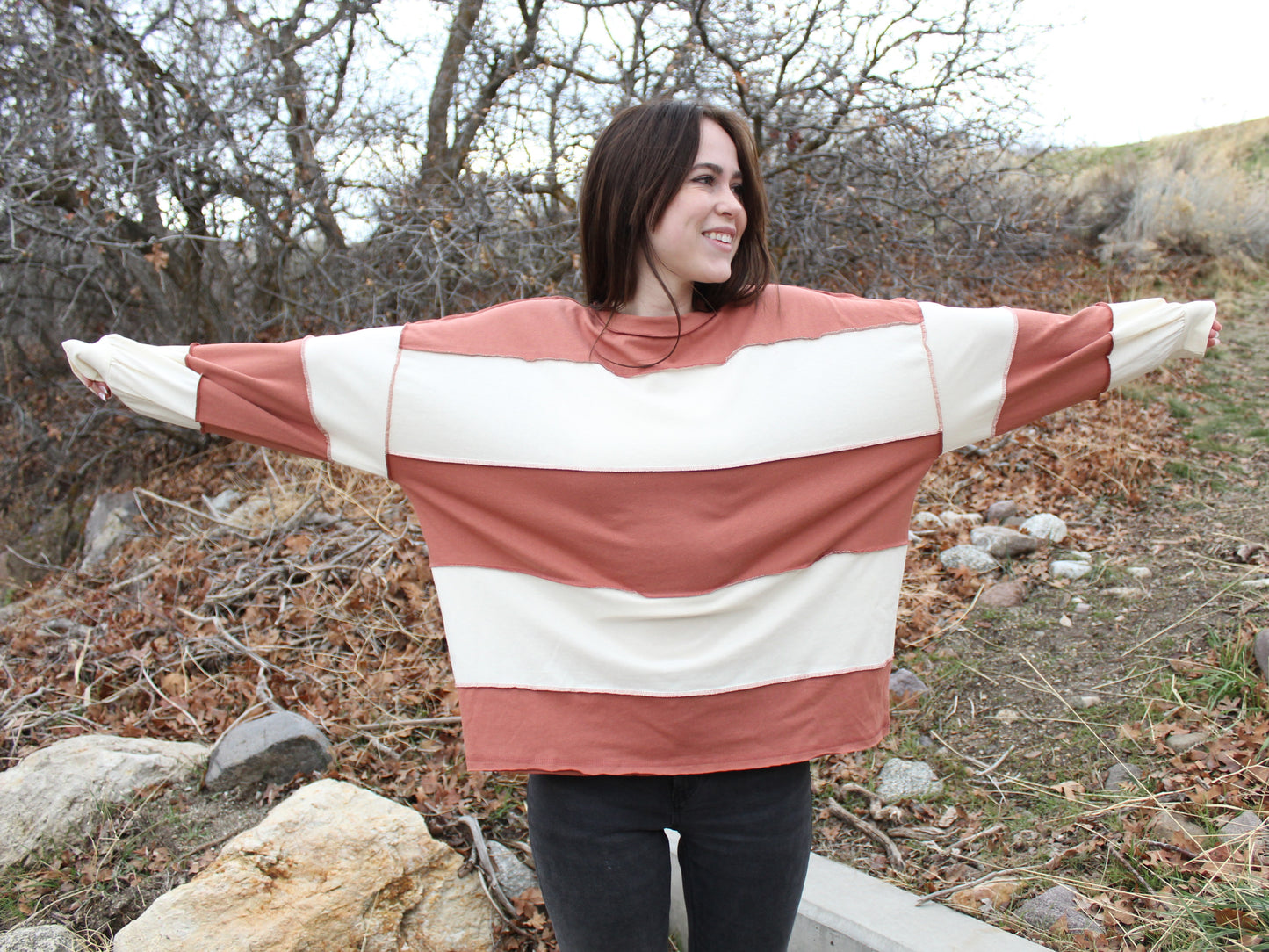 The Nicole Top in Terracotta/Butter