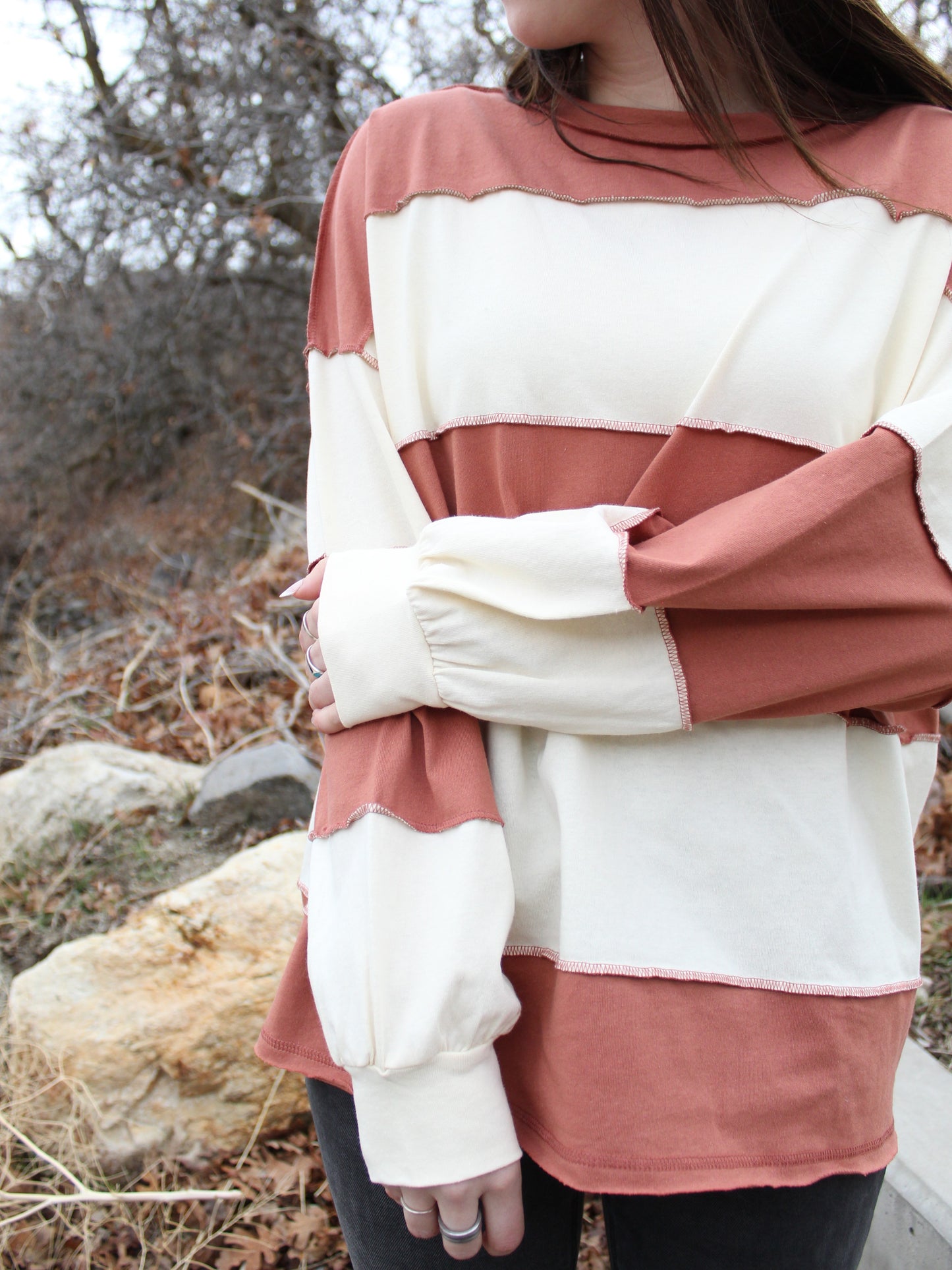 The Nicole Top in Terracotta/Butter