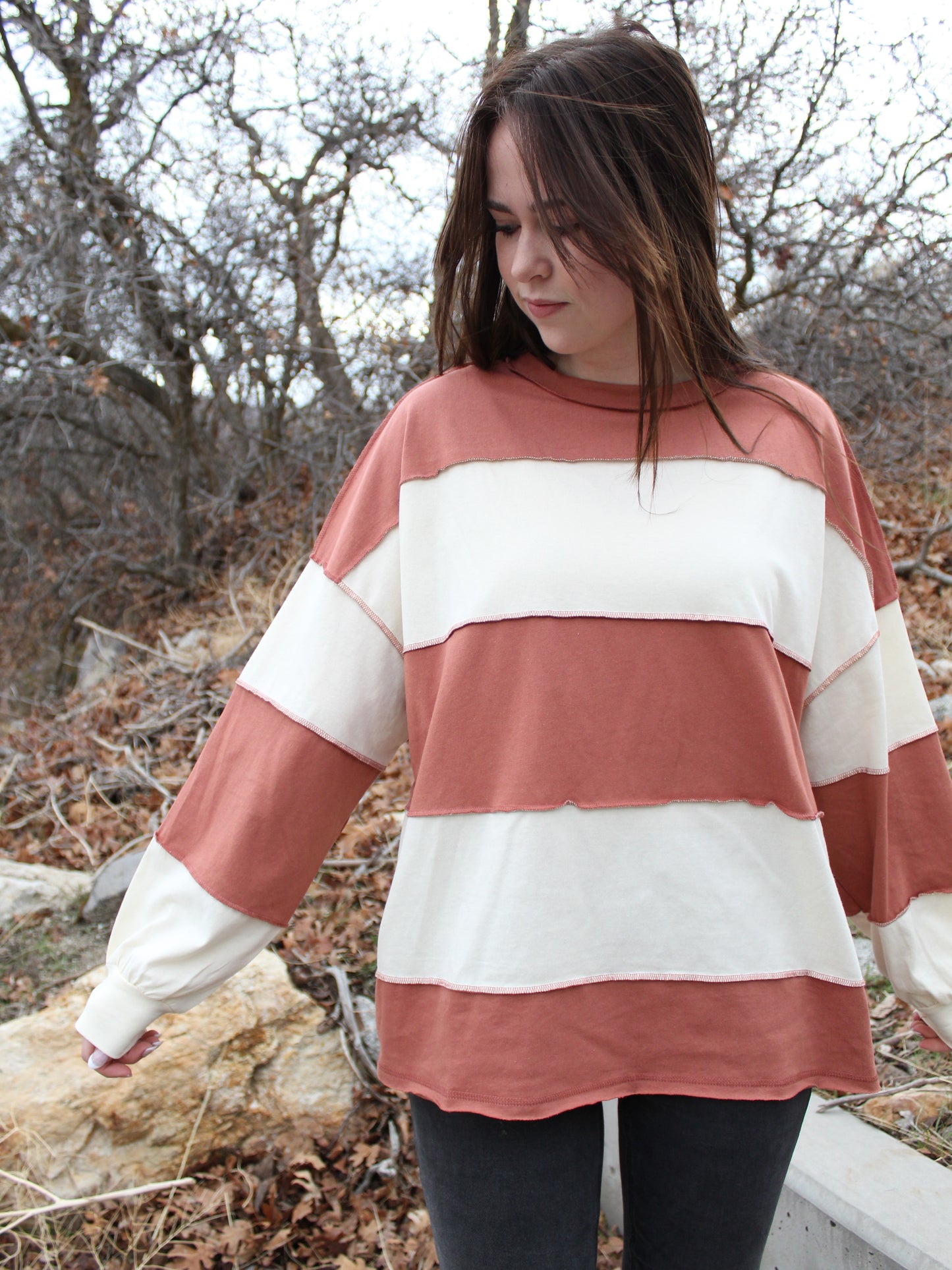 The Nicole Top in Terracotta/Butter