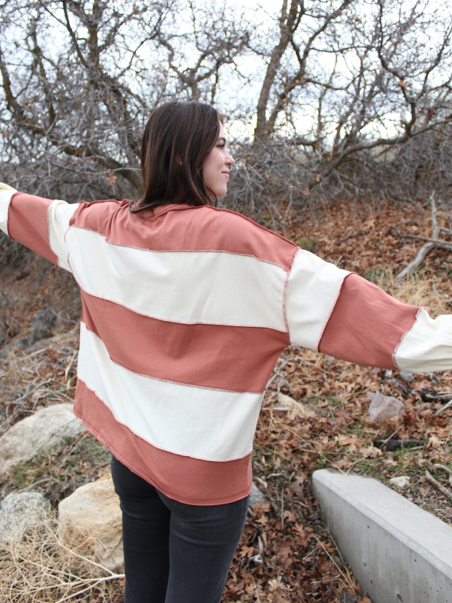 The Nicole Top in Terracotta/Butter