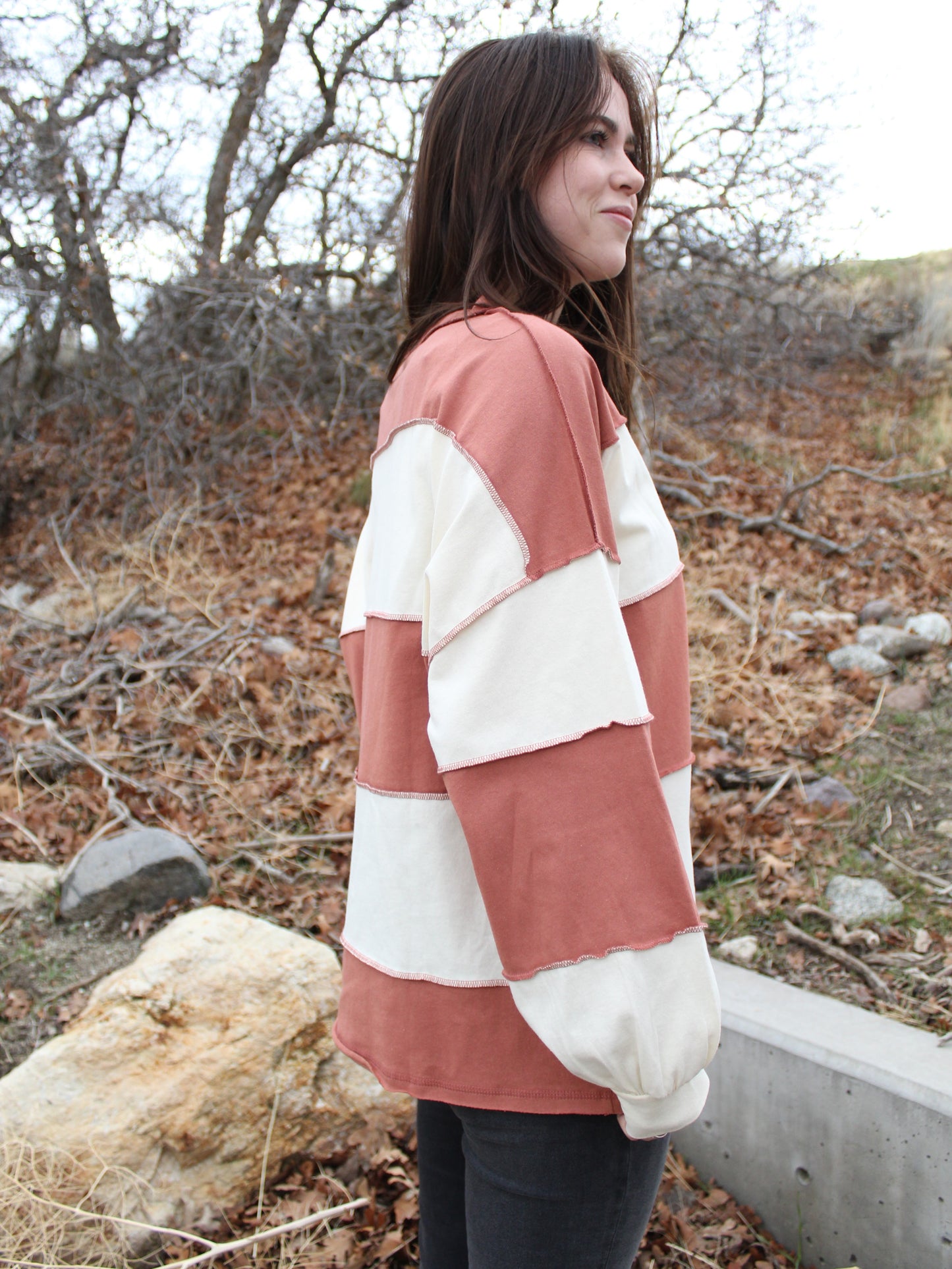 The Nicole Top in Terracotta/Butter