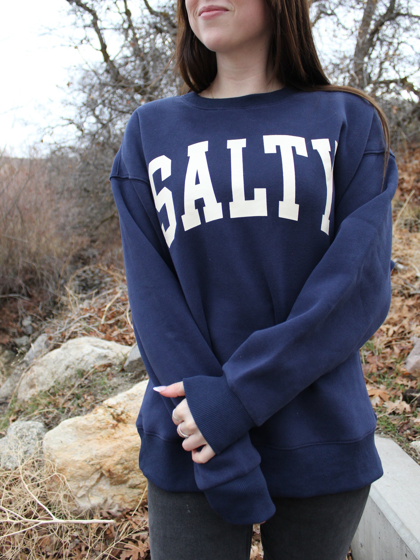 'SALTY' Graphic Sweatshirt in Navy