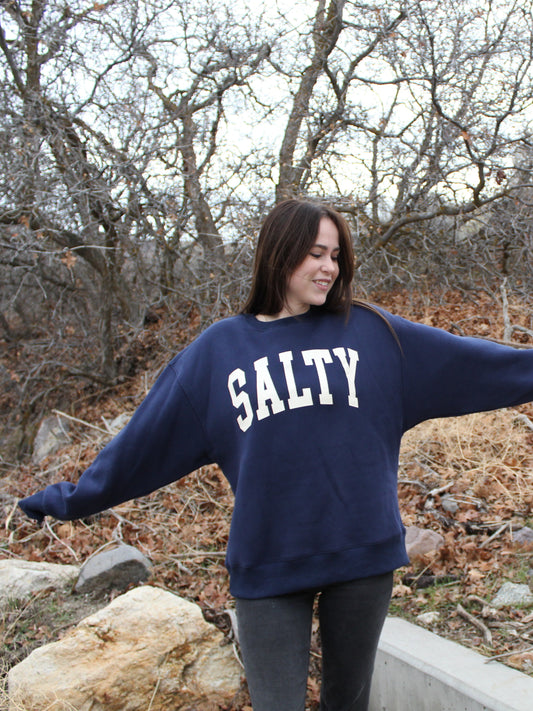 'SALTY' Graphic Sweatshirt in Navy